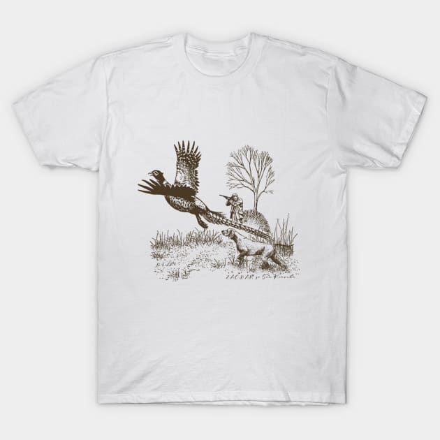 Hunting pheasant with GSP T-Shirt by German Wirehaired Pointer 